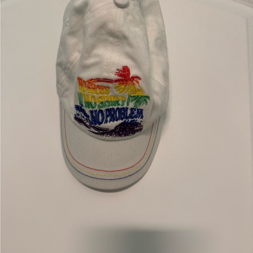 White Cap with Colorful Embroidery NWOT